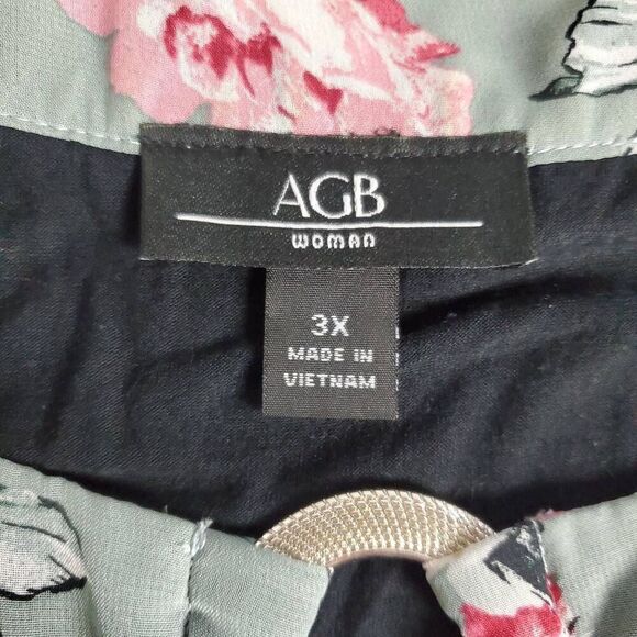 AGB Woman Plus 3X Floral Asymmetrical Hanky Hem Tunic Top - Picture 6 of 8